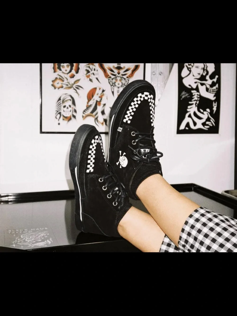 T.U.K. Pirate Creeper Sneakers Black Suede Skull Women’s 9 Men’s 7 A3155